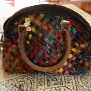 Chaos brand all leather multicolor woven bag
